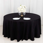 100% Cotton 120" Round Tablecloth Black Linen - Seamless, Soft & Breathable Table Cover