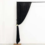 Black Crushed Velvet Backdrop Curtain â€“ 8ft x 8ft Event Drape with Rod Pocket, Privacy Panel for Photo Booths & Events