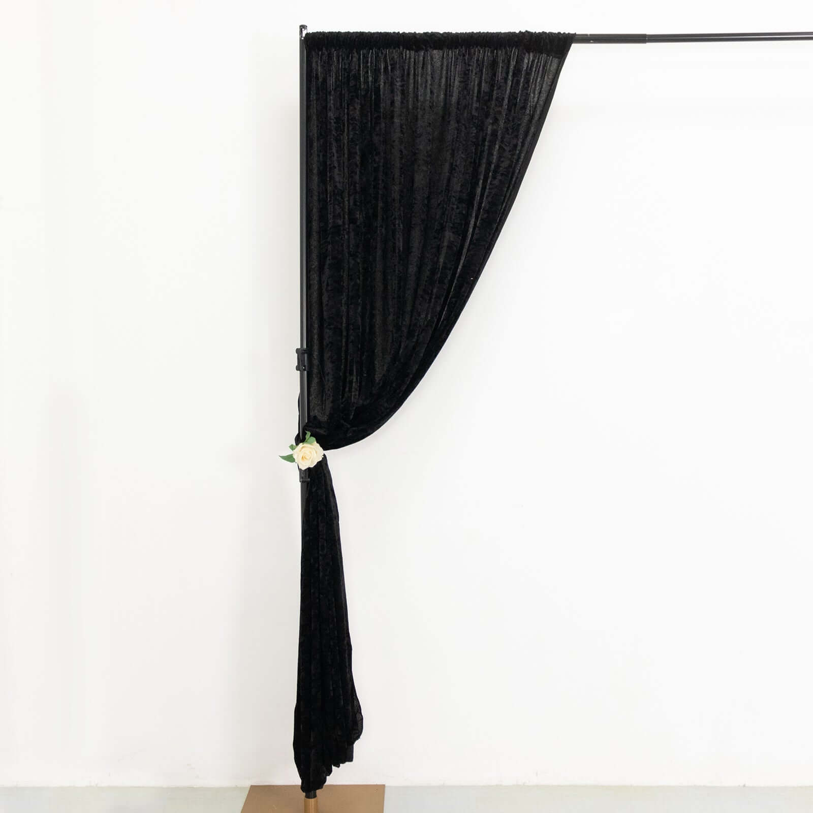 Black Crushed Velvet Backdrop Curtain â€“ 8ft x 8ft Event Drape with Rod Pocket, Privacy Panel for Photo Booths & Events
