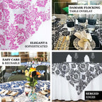 Flocking 60"x60" Table Overlay Square Tablecloth Black - Damask Design for Stylish Occasions
