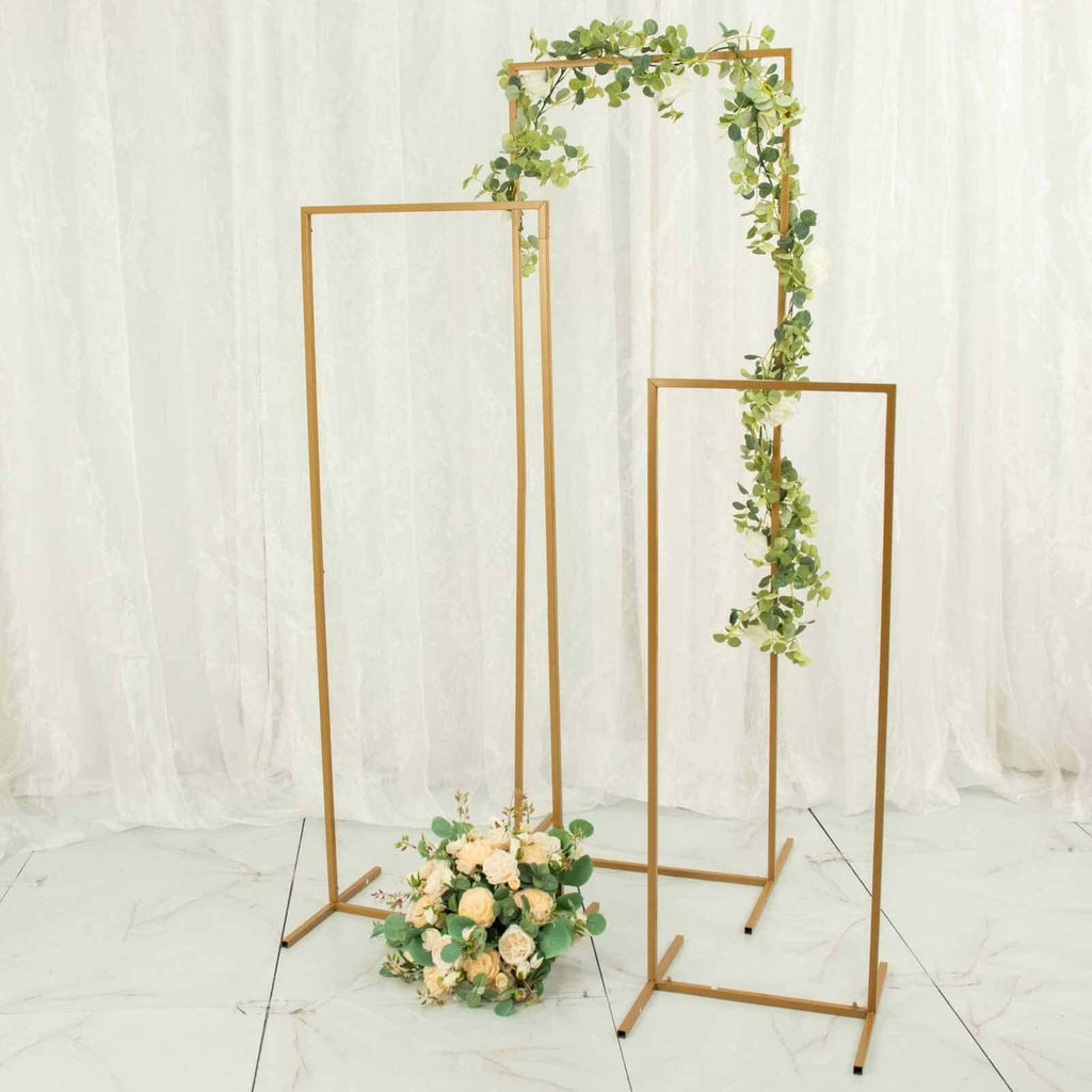 Set of 4 Gold Metal Frame Wedding Arch, Rectangular Backdrop Stand, Floral Display Frame - 3.5ft, 4.5ft, 5.5ft, 6.5ft