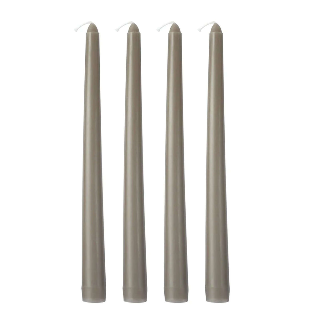 12-Pack Taper Candles Premium Wax Design Taupe - Unscented Candles for Upscale Settings 10"