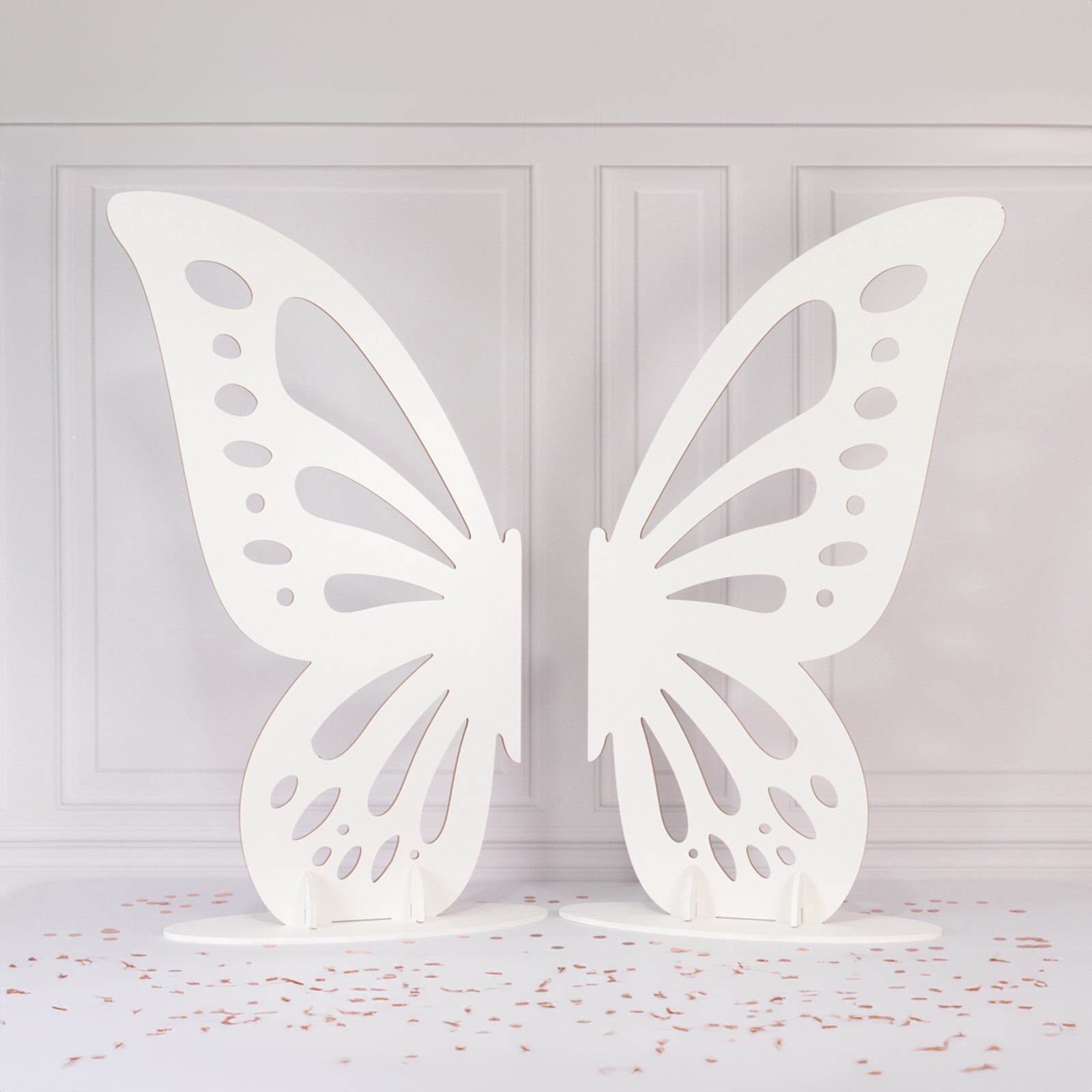 Freestanding Wooden Butterfly Wings Backdrop, Large Butterfly Cut - Out Stand Photo Prop - White, 4.5ftx3.5ft - Bell Racket Store
