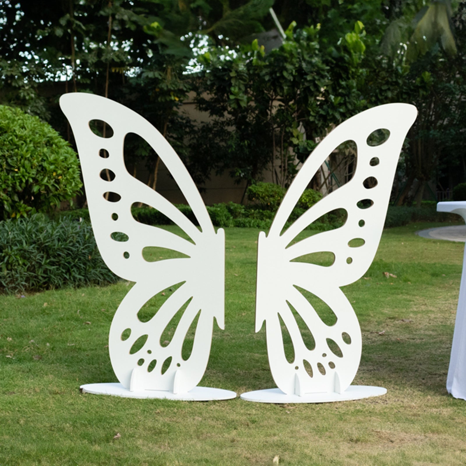 Freestanding Wooden Butterfly Wings Backdrop, Large Butterfly Cut - Out Stand Photo Prop - White, 4.5ftx3.5ft - Bell Racket Store