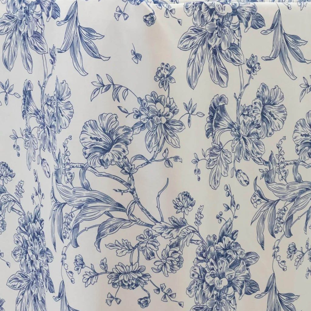 French Toile Fitted Tablecloth 6ft â€“ Blue & White Rectangular Polyester Wrinkle - Resistant Table Cover - Bell Racket Store