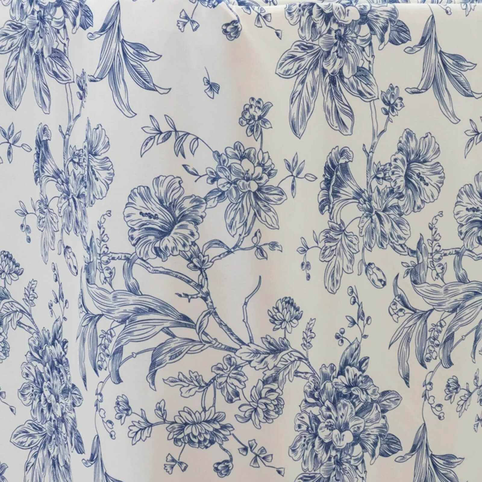 French Toile Fitted Tablecloth 6ft â€“ Blue & White Rectangular Polyester Wrinkle - Resistant Table Cover - Bell Racket Store