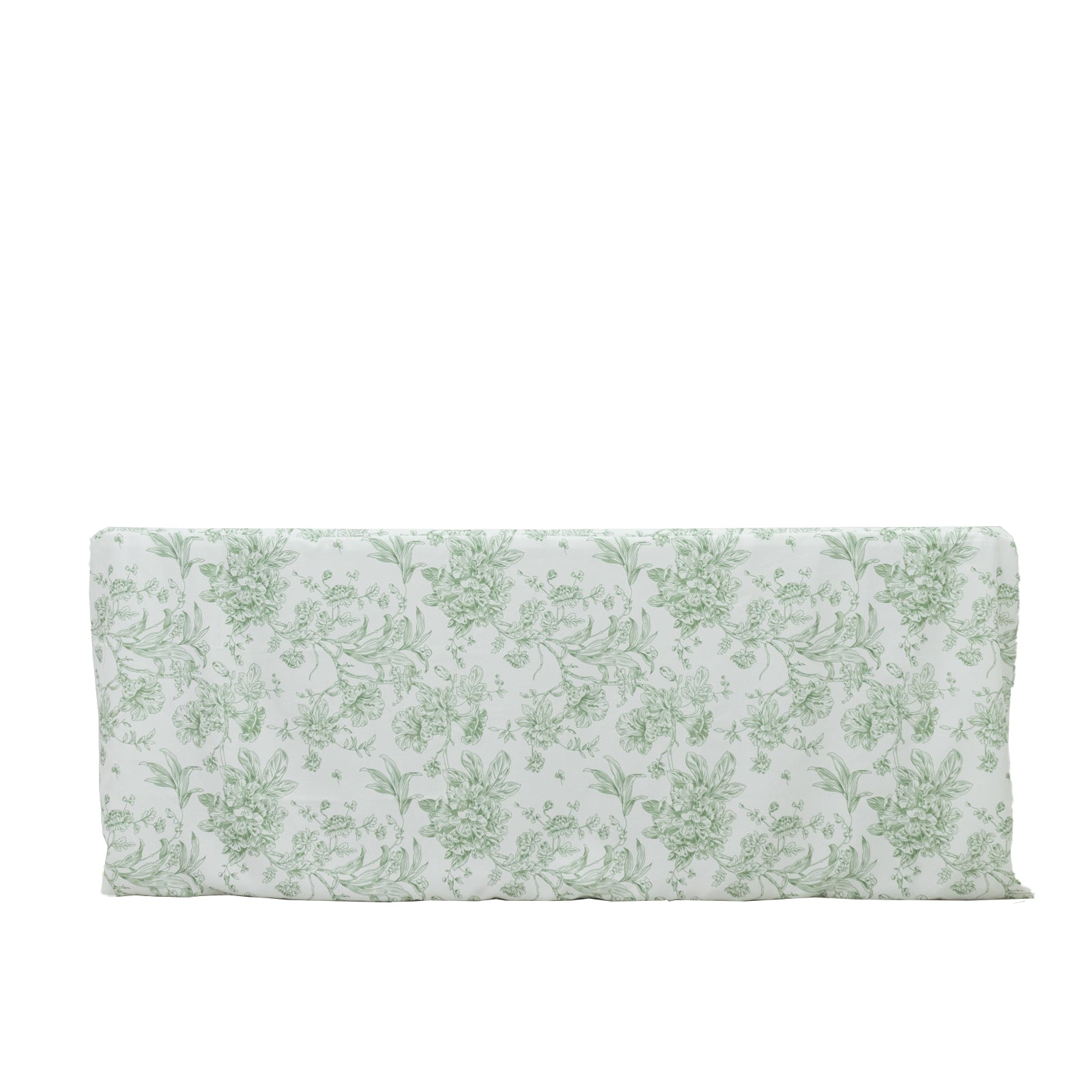 French Toile Fitted Tablecloth 6ft â€“ Dusty Sage Green & White Rectangular Polyester Wrinkle - Resistant Table Cover - Bell Racket Store