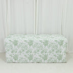 French Toile Fitted Tablecloth 6ft â€“ Dusty Sage Green & White Rectangular Polyester Wrinkle - Resistant Table Cover - Bell Racket Store