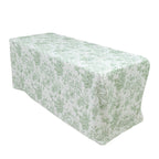 French Toile Fitted Tablecloth 6ft â€“ Dusty Sage Green & White Rectangular Polyester Wrinkle - Resistant Table Cover - Bell Racket Store