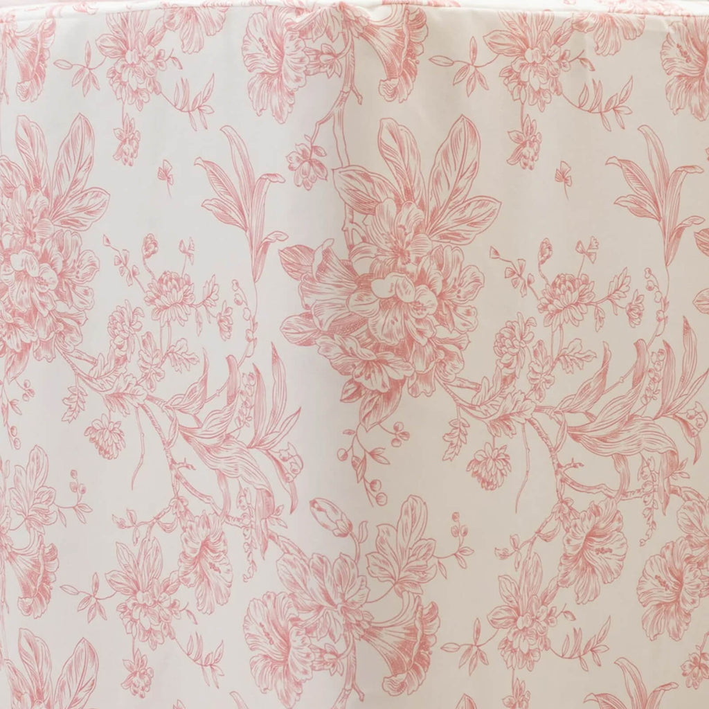 French Toile Fitted Tablecloth 6ft â€“ Pink & White Rectangular Polyester Wrinkle - Resistant Table Cover - Bell Racket Store