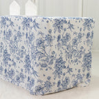 French Toile Fitted Tablecloth 8ft â€“ Blue & White Rectangular Polyester Wrinkle - Resistant Table Cover - Bell Racket Store