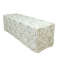 French Toile Fitted Tablecloth 8ft â€“ Dusty Sage Green & White Rectangular Polyester Wrinkle - Resistant Table Cover - Bell Racket Store