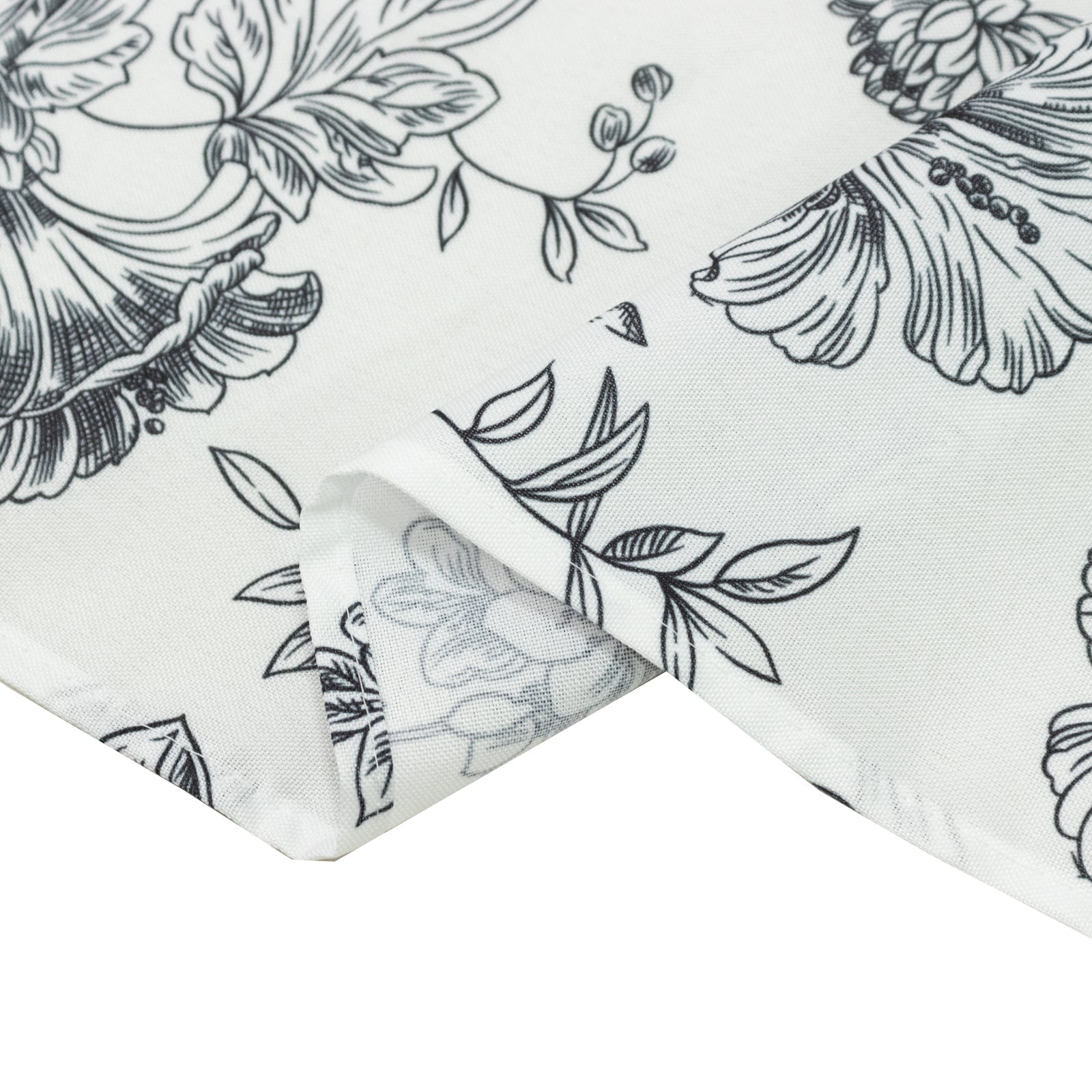 French Toile Polyester Backdrop Curtain â€“ Black Floral 5ft x 10ft Rod Pocket Drape Panel - Bell Racket Store