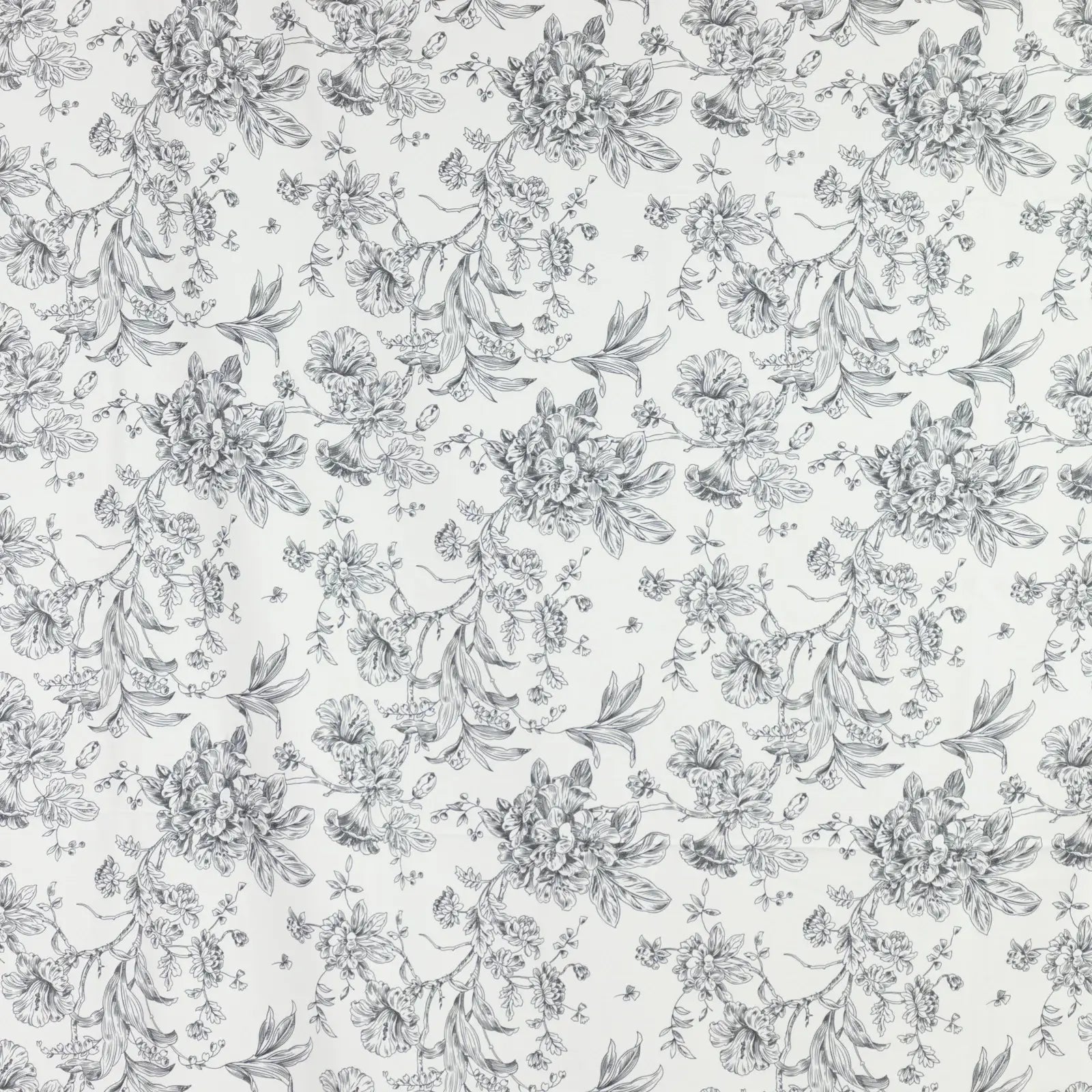 French Toile Polyester Backdrop Curtain â€“ Black Floral 5ft x 12ft Rod Pocket Drape Panel - Bell Racket Store