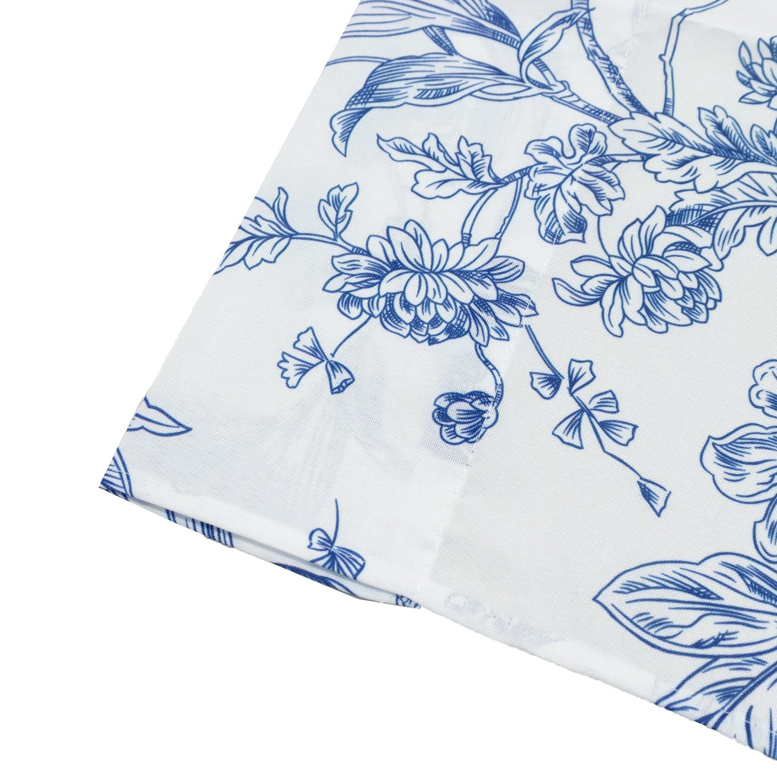 French Toile Polyester Backdrop Curtain â€“ Blue Floral 5ft x 10ft Rod Pocket Drape Panel - Bell Racket Store