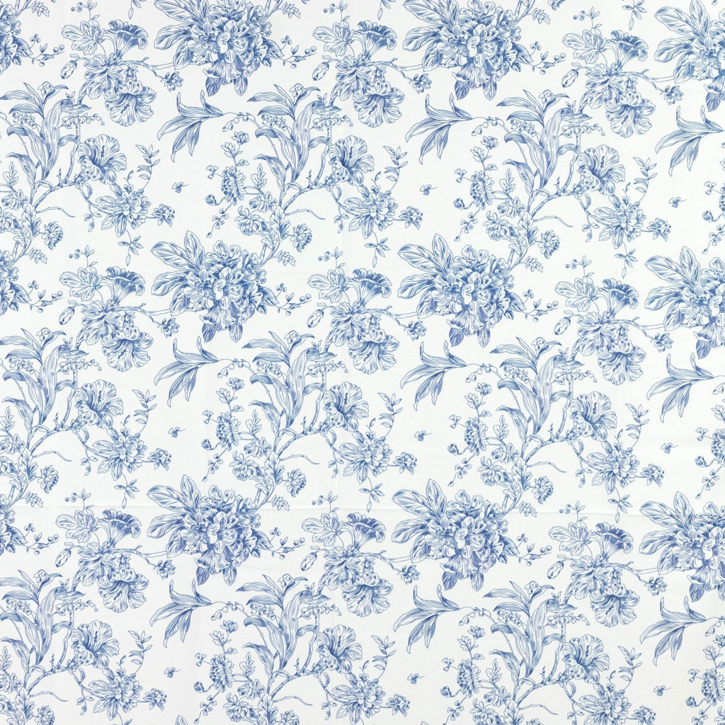 French Toile Polyester Backdrop Curtain â€“ Blue Floral 5ft x 10ft Rod Pocket Drape Panel - Bell Racket Store
