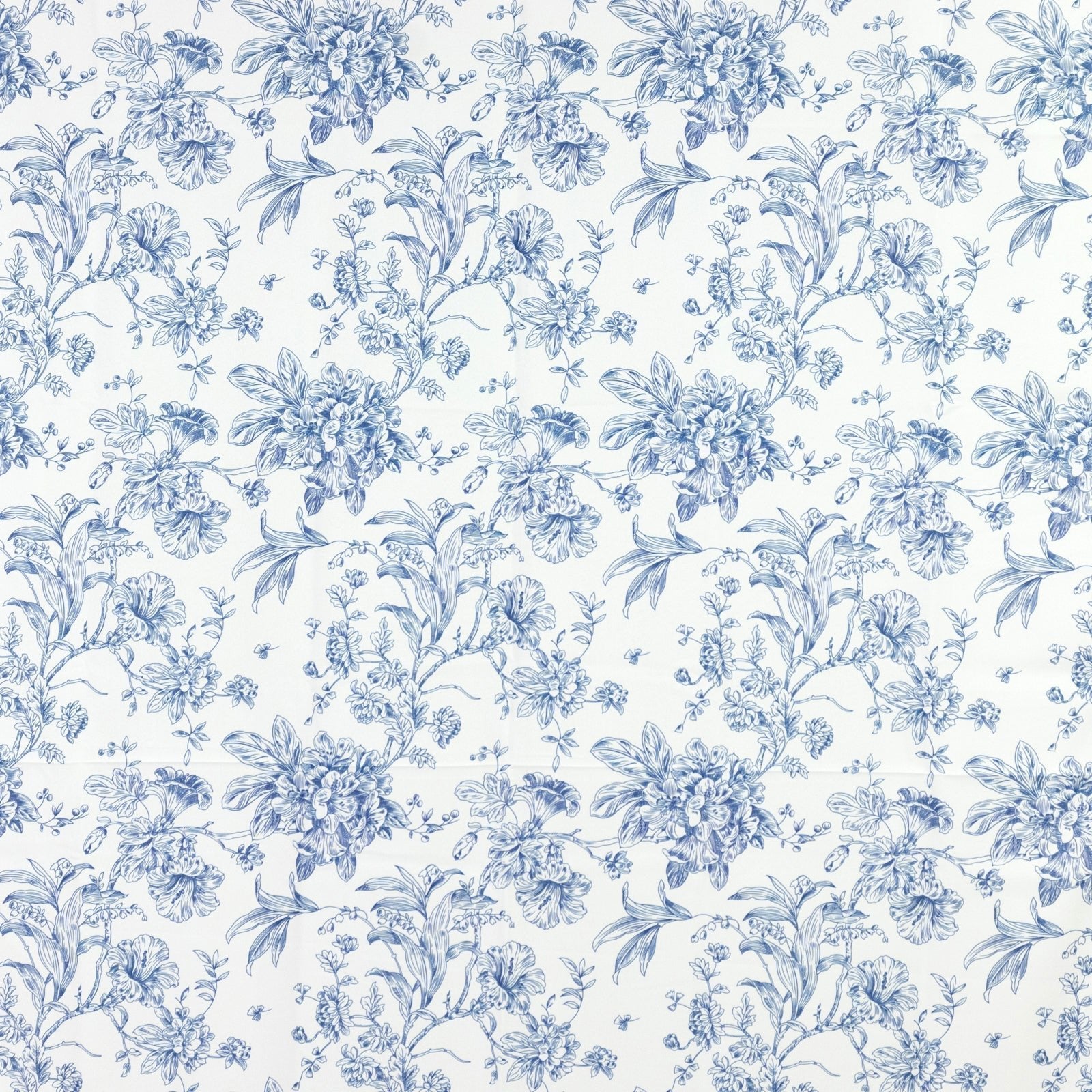 French Toile Polyester Backdrop Curtain â€“ Blue Floral 5ft x 10ft Rod Pocket Drape Panel - Bell Racket Store