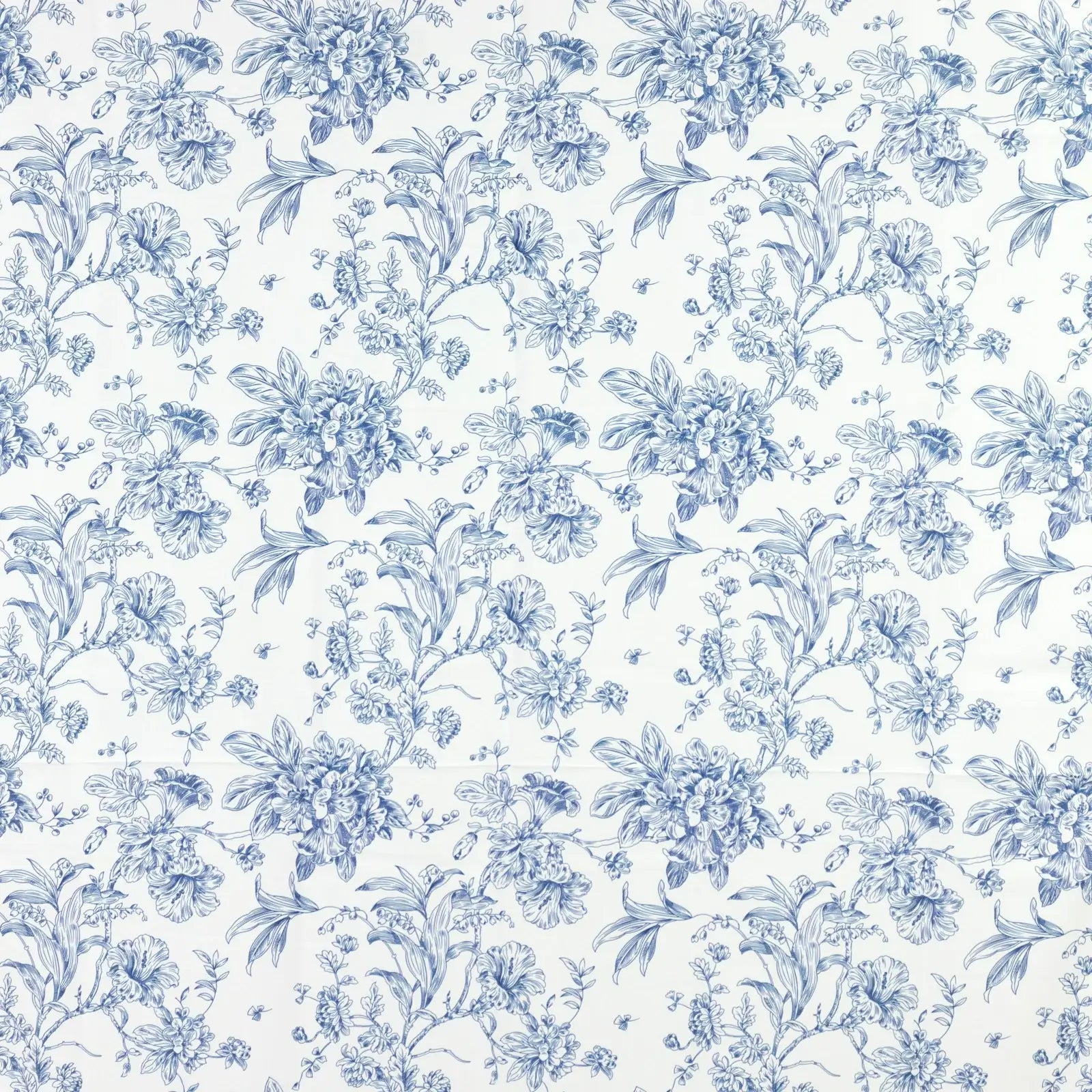 French Toile Polyester Backdrop Curtain â€“ Blue Floral 5ft x 12ft Rod Pocket Drape Panel - Bell Racket Store