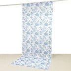 French Toile Polyester Backdrop Curtain â€“ Blue Floral 5ft x 12ft Rod Pocket Drape Panel - Bell Racket Store