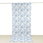 French Toile Polyester Backdrop Curtain â€“ Blue Floral 5ft x 12ft Rod Pocket Drape Panel - Bell Racket Store