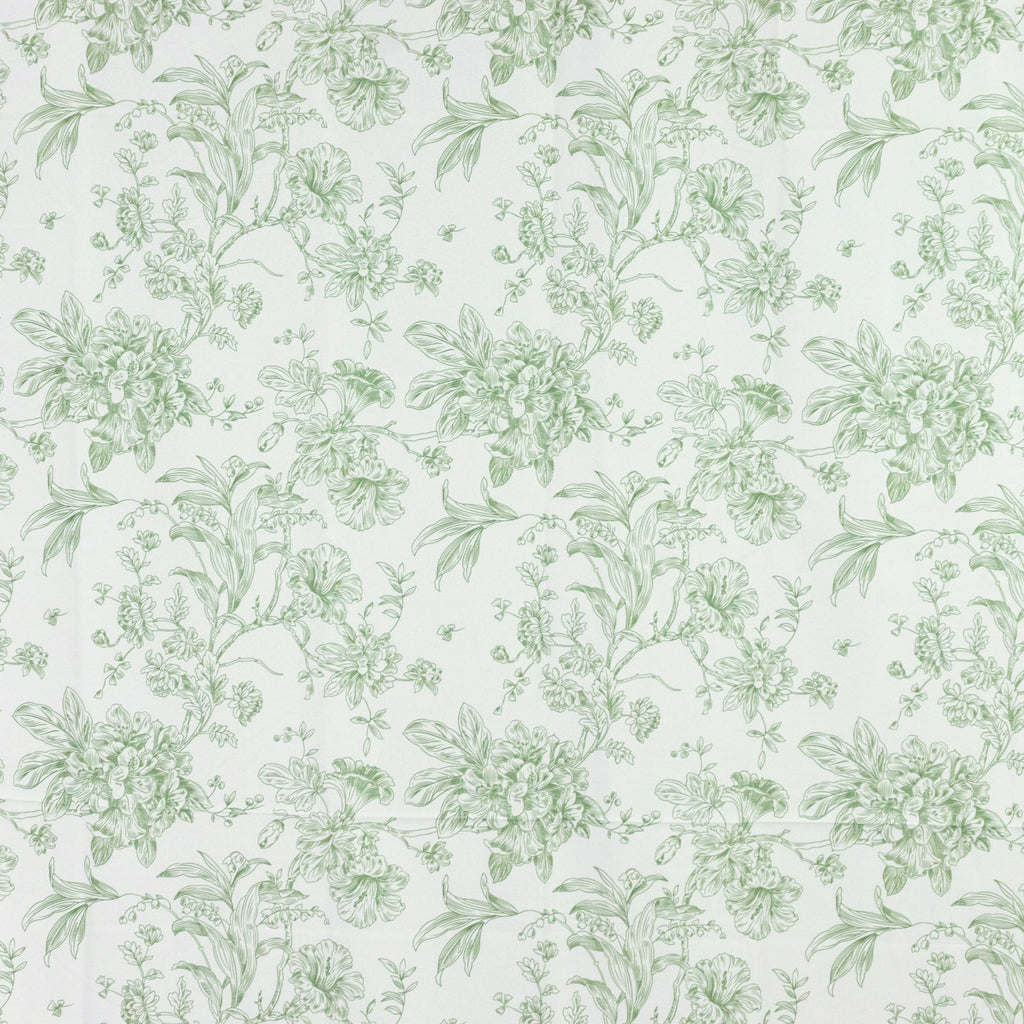 French Toile Polyester Backdrop Curtain â€“ Dusty Sage Green Floral 5ft x 10ft Rod Pocket Drape Panel - Bell Racket Store