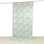 French Toile Polyester Backdrop Curtain â€“ Dusty Sage Green Floral 5ft x 10ft Rod Pocket Drape Panel - Bell Racket Store
