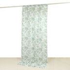 French Toile Polyester Backdrop Curtain â€“ Dusty Sage Green Floral 5ft x 10ft Rod Pocket Drape Panel - Bell Racket Store
