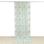French Toile Polyester Backdrop Curtain â€“ Dusty Sage Green Floral 5ft x 12ft Rod Pocket Drape Panel - Bell Racket Store