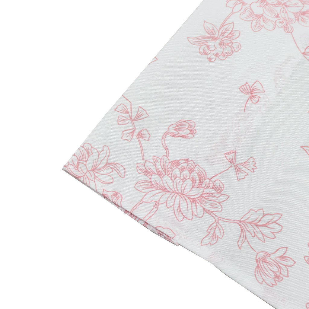 French Toile Polyester Backdrop Curtain â€“ Pink Floral 5ft x 10ft Rod Pocket Drape Panel - Bell Racket Store