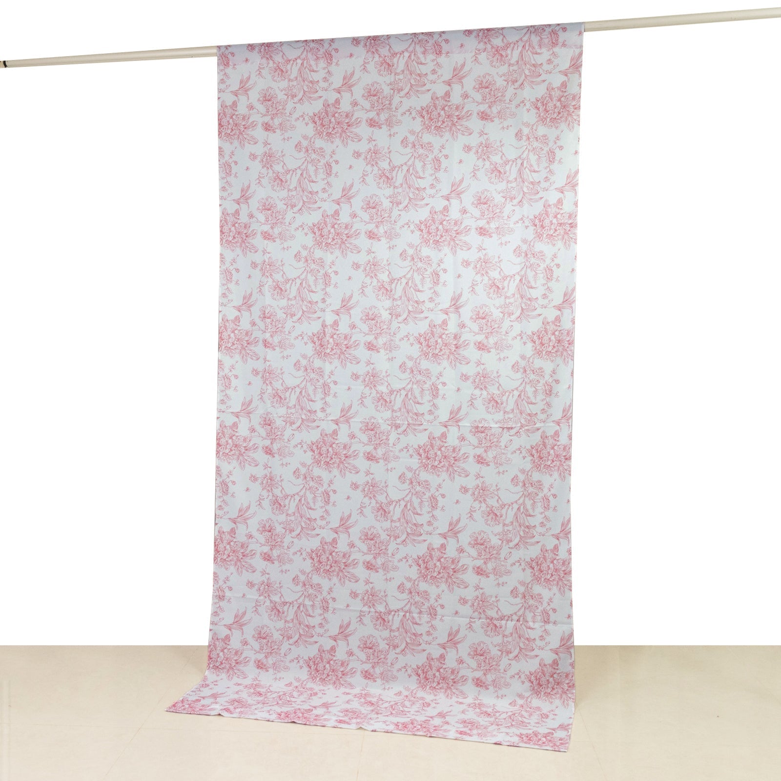 French Toile Polyester Backdrop Curtain â€“ Pink Floral 5ft x 10ft Rod Pocket Drape Panel - Bell Racket Store