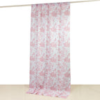 French Toile Polyester Backdrop Curtain â€“ Pink Floral 5ft x 10ft Rod Pocket Drape Panel - Bell Racket Store