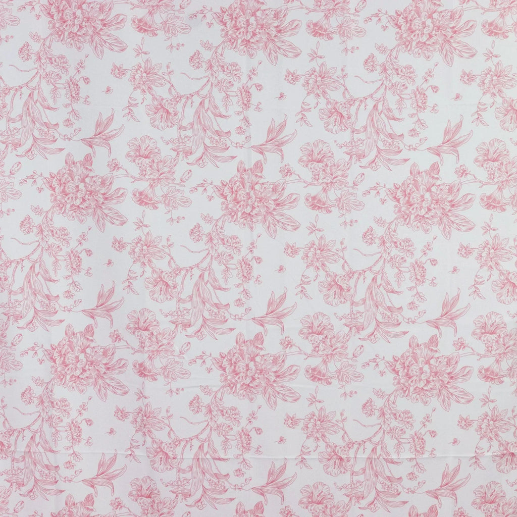 French Toile Polyester Backdrop Curtain â€“ Pink Floral 5ft x 12ft Rod Pocket Drape Panel - Bell Racket Store