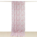 French Toile Polyester Backdrop Curtain â€“ Pink Floral 5ft x 12ft Rod Pocket Drape Panel - Bell Racket Store