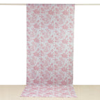 French Toile Polyester Backdrop Curtain â€“ Pink Floral 5ft x 12ft Rod Pocket Drape Panel - Bell Racket Store
