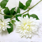 30" Tall Ivory Artificial Dahlia Silk Flower Stems, Faux Floral Spray