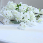 4 Bushes 40" Tall White Artificial Silk Cherry Blossom Flowers, Branches