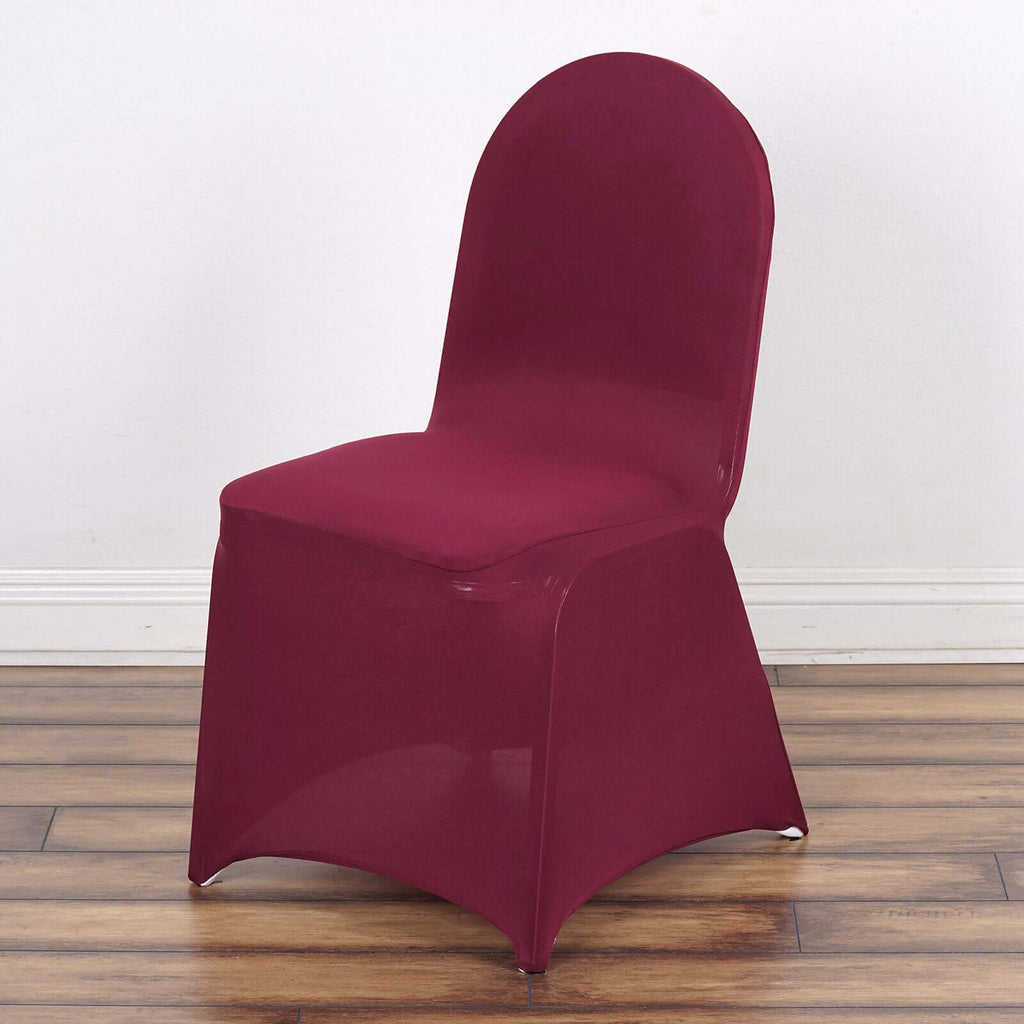 Spandex Chair Cover for Banquet Chairs Burgundy - Stretch 160GSM Fabric with Slip-On Slipcover