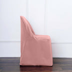 Polyester Slip On Folding Chair Covers Dusty Rose - Stain-Resistant Reusable Durable Fabric