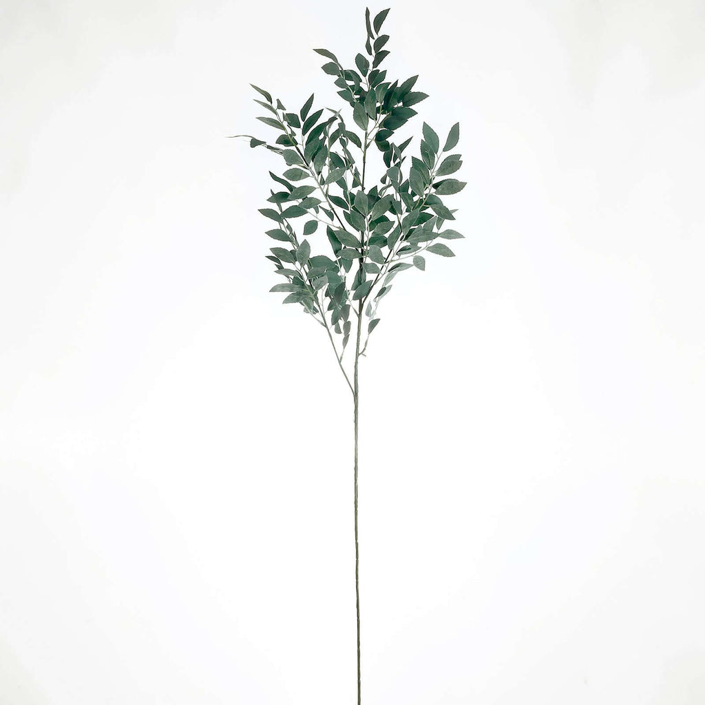 2 Bushes 42" Tall Frosted Green Artificial Silk Beech Leaf Branches, Faux Plant Stem Vase Fillers