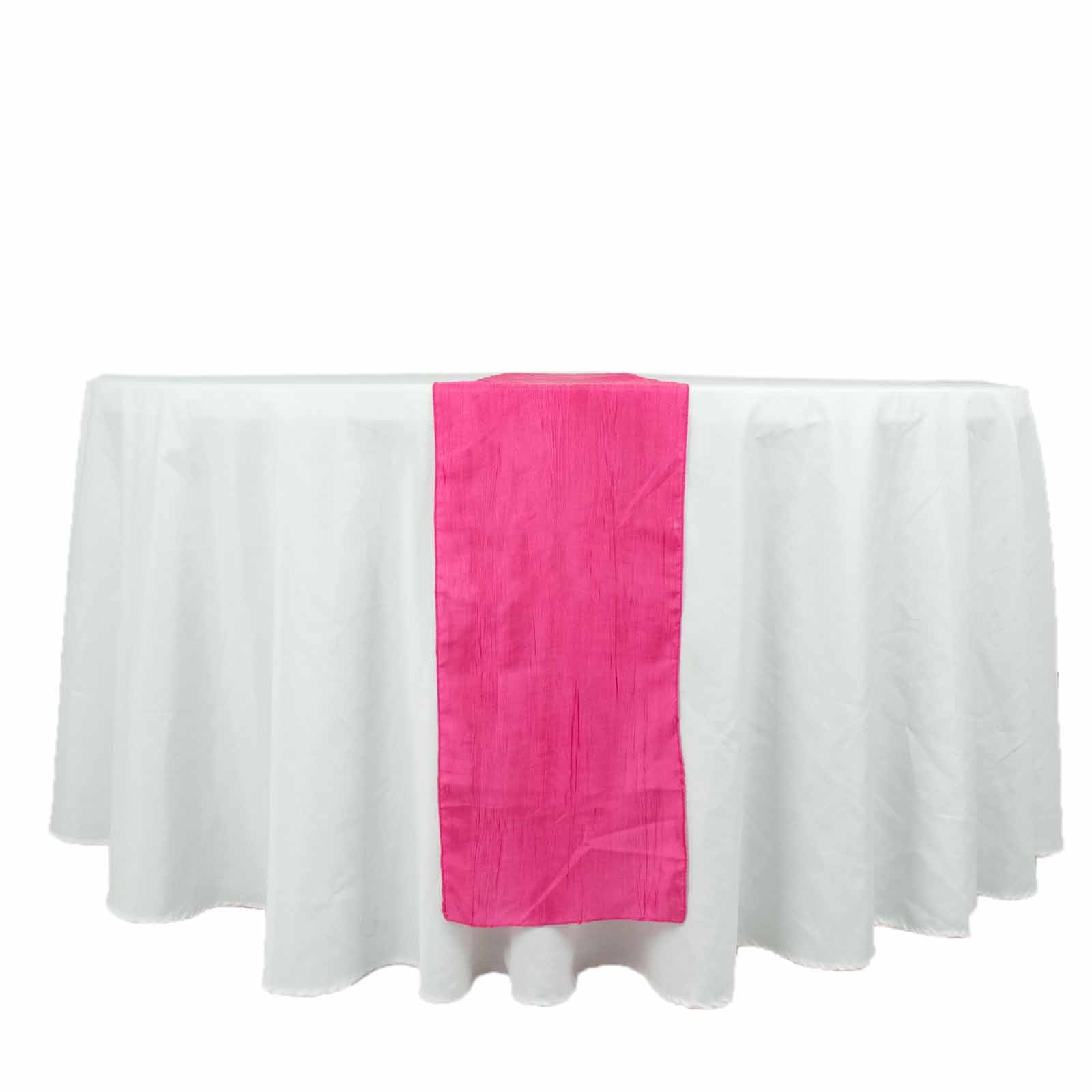 Taffeta 12"x108" Table Runner Fuchsia - Accordion Crinkle Design