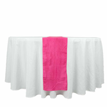 Taffeta 12"x108" Table Runner Fuchsia - Accordion Crinkle Design