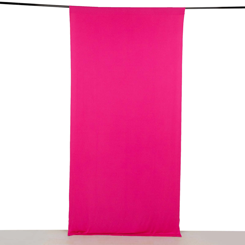 Fuchsia 4 - Way Stretch Spandex Event Curtain Drapes, Wrinkle Free Backdrop Event Panel with Rod Pockets - 5ftx10ft - Bell Racket Store