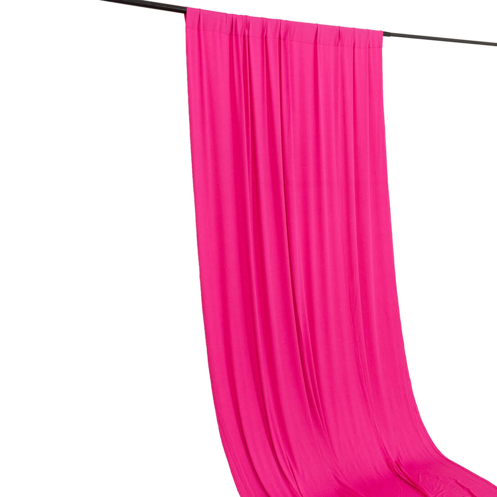 Fuchsia 4 - Way Stretch Spandex Event Curtain Drapes, Wrinkle Free Backdrop Event Panel with Rod Pockets - 5ftx14ft - Bell Racket Store
