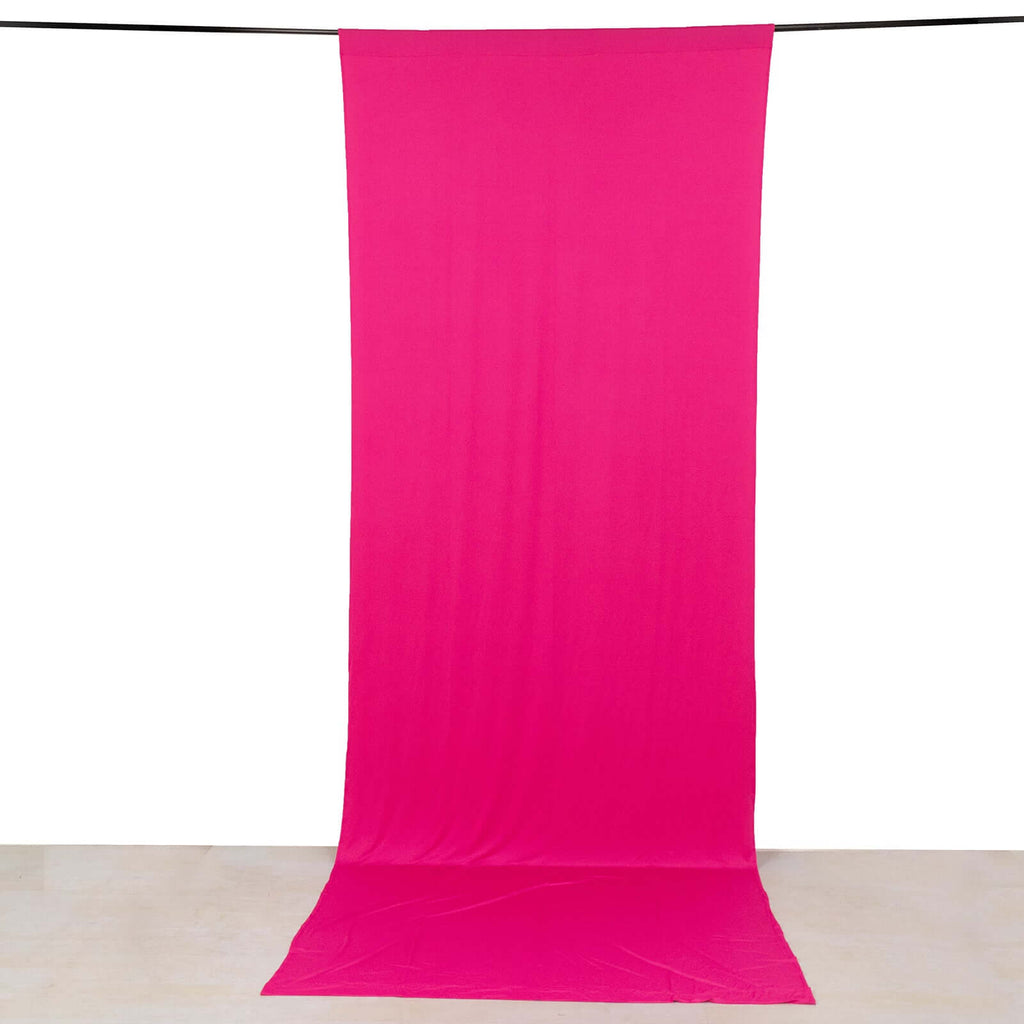 Fuchsia 4 - Way Stretch Spandex Event Curtain Drapes, Wrinkle Free Backdrop Event Panel with Rod Pockets - 5ftx14ft - Bell Racket Store