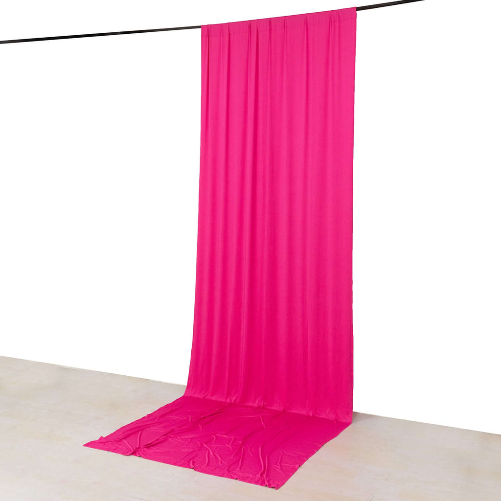 Fuchsia 4 - Way Stretch Spandex Event Curtain Drapes, Wrinkle Free Backdrop Event Panel with Rod Pockets - 5ftx14ft - Bell Racket Store