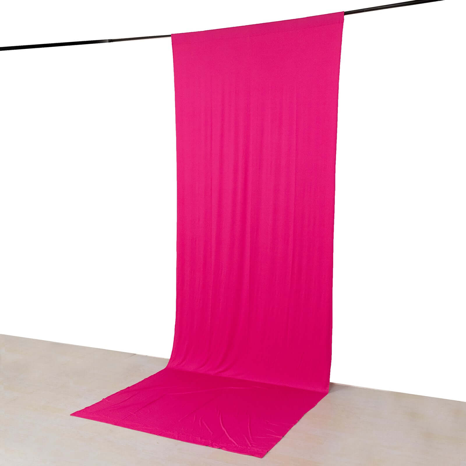 Fuchsia 4 - Way Stretch Spandex Event Curtain Drapes, Wrinkle Free Backdrop Event Panel with Rod Pockets - 5ftx14ft - Bell Racket Store