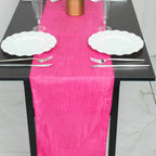 Taffeta 12"x108" Table Runner Fuchsia - Accordion Crinkle Design