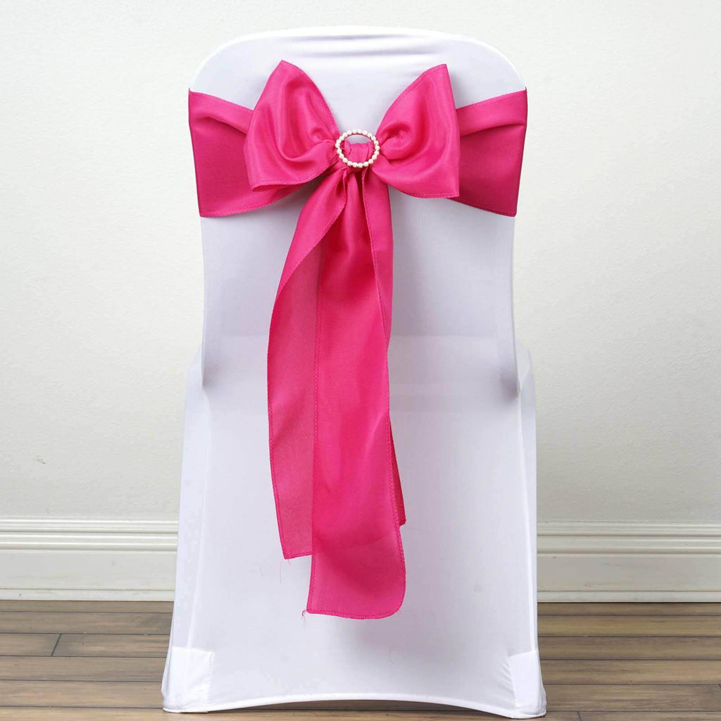 5 Pack Polyester Chair Sashes Fuchsia 6"x108"