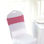 5 Pack Stretch Spandex Chair Sashes Fuchsia - Reusable Chair Bands with Silver Diamond Ring Slide Buckle 5"x14"