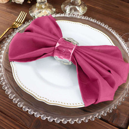 5 Pack Polyester 20"x20" Napkins Fuchsia - Wrinkle Resistant & Easy Care Cloth Napkins
